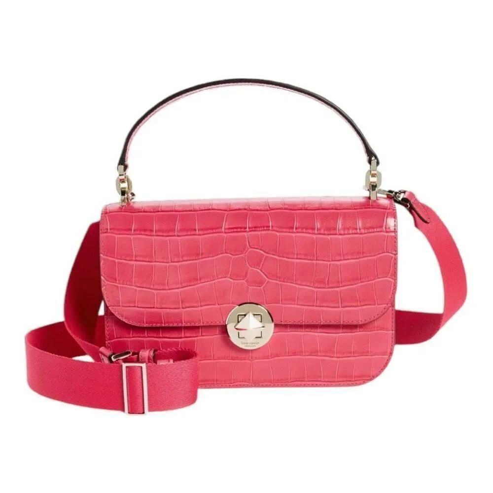 Kate Spade New York croc embossed leather top handle satchel